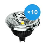 Lot 10x Noxion Lucent Spot LED GU10 AR111 12W 600lm 40D - 930 Blanc Chaud | Meilleur rendu des couleurs - Dimmable - Équivalent 50W