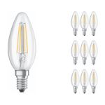 Lot 10x Ledvance CLASSIC LED E14 Bougie Filament Claire 4W 470lm - 827 Blanc Très Chaud | Équivalent 40W