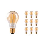 Lot 10x Noxion Lucent Filament LED E27 Poire Ambre 7.2W 630lm - 822 Blanc Très Chaud | Dimmable - Équivalent 50W