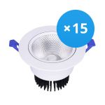 Lot 15x Downlight LED Rond Inclinable 12W 960lm 60D - 930 Blanc Chaud | 110mm - Diamètre 90mm - UGR <19