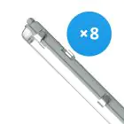 Lot 8x Noxion Réglette LED Étanche Boîtier Vide  Poseidon V2.0 | Convient Pour 2x150cm Tube LED