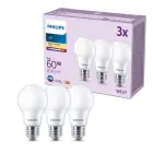 Lot 3x Philips Ampoule LED E27 Poire Dépolie 8W 806lm - 827 Blanc Très Chaud