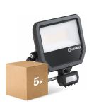 Voordeelpak 5x Ledvance LED Breedstraler Aluminium Zwart 41W 6000lm 100D - 840 Koel Wit | IP65 - Bewegings- en Lichtsensor - Symmetrisch