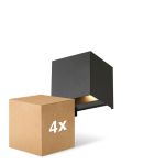 Voordeelpak 4x D'Lite LED Wandlamp Elingen Aluminium Zwart 4.9W 290lm - 830 Warm Wit | IP65 -  Lichtsensor